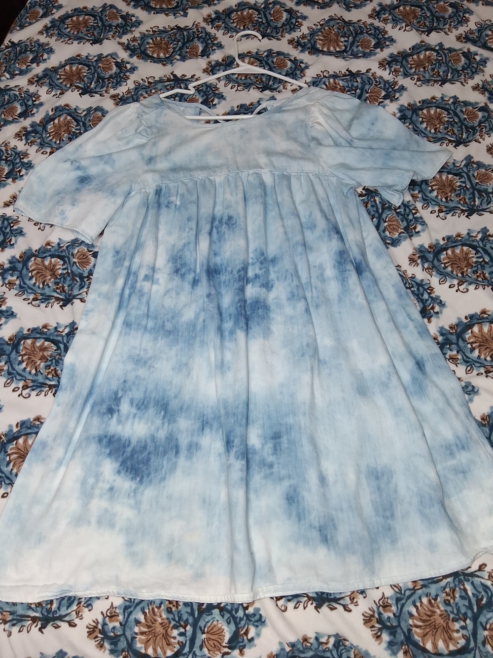 Old Navy Light Blue Tie-Dye Casual Cotton Dress